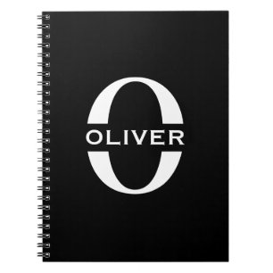 Personalised Monogram Black And White Name Notebook