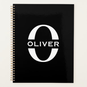 Personalised Monogram Black And White Name Planner