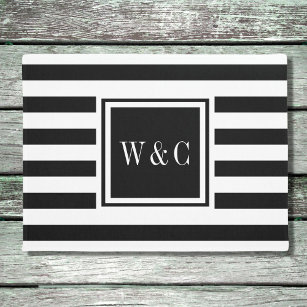 Personalised Monogram Black and White Stripe Doormat