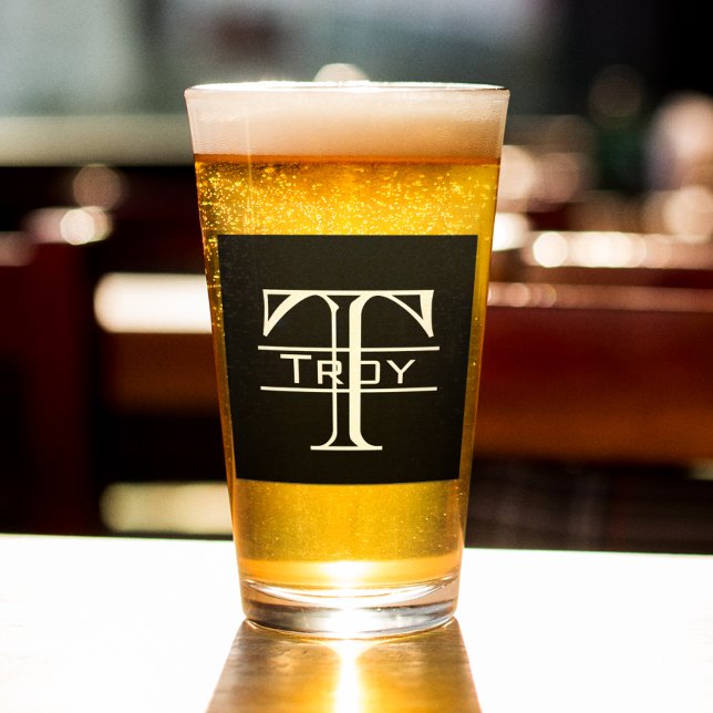 Personalised Monogram Black Block Letter Glass (Creator Uploaded)