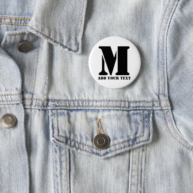 Personalised Monogram Black Custom Modern Text 6 Cm Round Badge (In Situ)