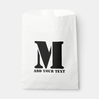 Personalised Monogram Black Custom Modern Text Favour Bag
