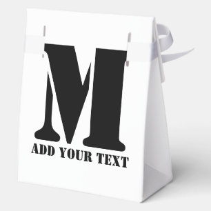 Personalised Monogram Black Custom Modern Text Favour Box
