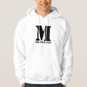 Personalised Monogram Black Custom Modern Text Hoodie