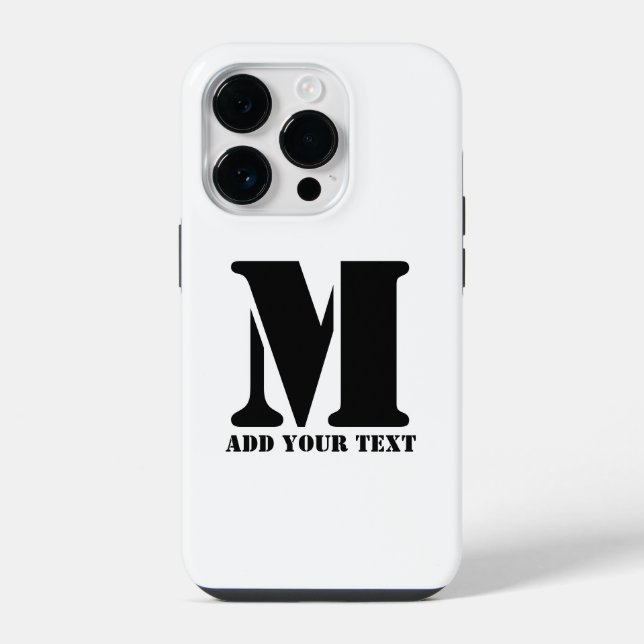 Personalised Monogram Black Custom Modern Text iPhone Case (Back)