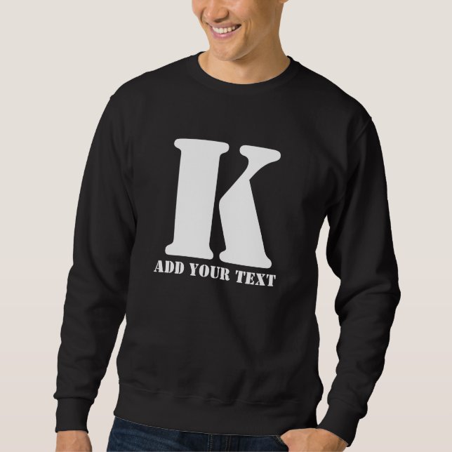 Personalised Monogram Black Custom Modern Text Sweatshirt (Front)