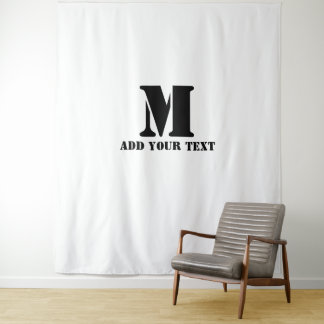 Personalised Monogram Black Custom Modern Text Tapestry
