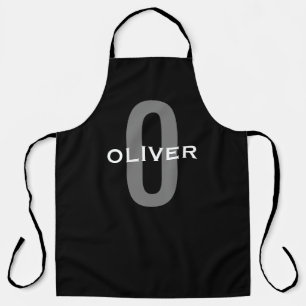 Personalised Monogram Black Grey White Name Apron