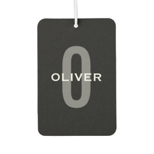 Personalised Monogram Black Grey White Name Car Air Freshener