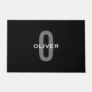 Personalised Monogram Black Grey White Name Doormat