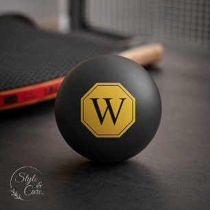 Personalised Monogram Black Ping Pong Ball Design