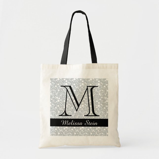 personalised monogram black tote bag (Front)