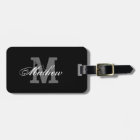 Personalised monogram black travel luggage tag