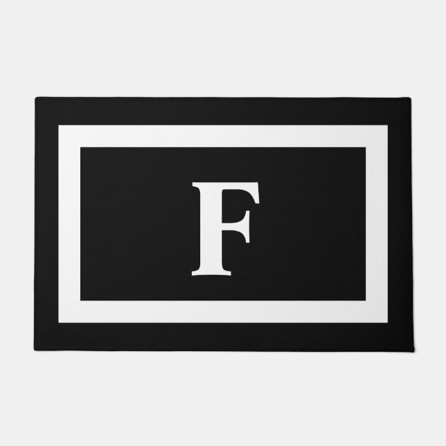 Personalised Monogram Black White  Doormat (Front)