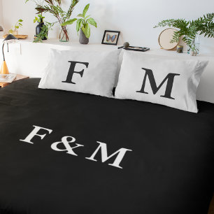 Personalised Monogram Black & White Hotel Chic Decorative Cushion
