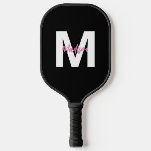 Personalised Monogram Black Women's Pickleball Paddle
