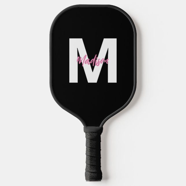 Personalised Monogram Black Women's  Pickleball Paddle (Front)