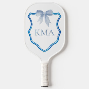 Personalised monogram blue crest preppy women pickleball paddle