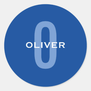 Personalised Monogram Blue White Name Classic Round Sticker