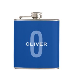 Personalised Monogram Blue White Name Hip Flask
