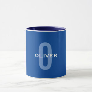 Personalised Monogram Blue White Name Mug