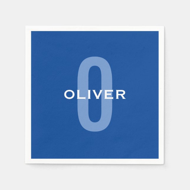 Personalised Monogram Blue White Name Napkin (Front)