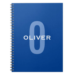 Personalised Monogram Blue White Name Notebook