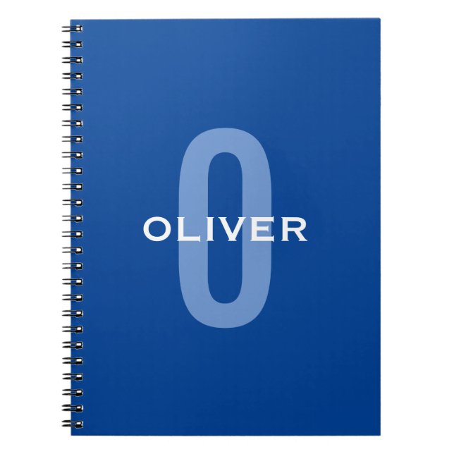 Personalised Monogram Blue White Name Notebook (Front)