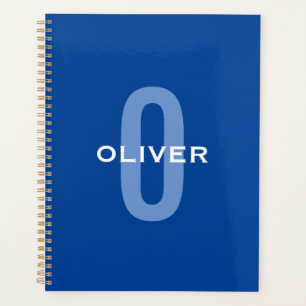 Personalised Monogram Blue White Name Planner