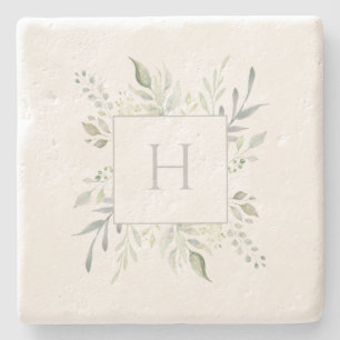 Personalised Monogram Botanical Stone Coaster