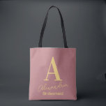 Personalised Monogram Bridesmaid Dusty Pink Tote Bag<br><div class="desc">This is a simple, modern, personalised monogram design. This stylish design is in trending dusty pink with stylish typography. It's perfect for a personalised gift for your bridesmaid or maid of honour and ideal as a bridal party hank you gift or as a party favour for your bachelorette party. To...</div>