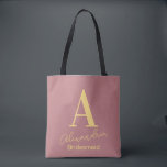 Personalised Monogram Bridesmaid Dusty Pink Tote Bag<br><div class="desc">This is a simple, modern, personalised monogram design. This stylish design is in trending dusty pink with stylish typography. It's perfect for a personalised gift for your bridesmaid or maid of honour and ideal as a bridal party hank you gift or as a party favour for your bachelorette party. To...</div>
