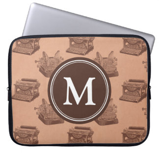 Personalised Monogram Brown Vintage Typewriter Laptop Sleeve