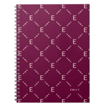 Personalised Monogram, Burgundy Geometric Pattern