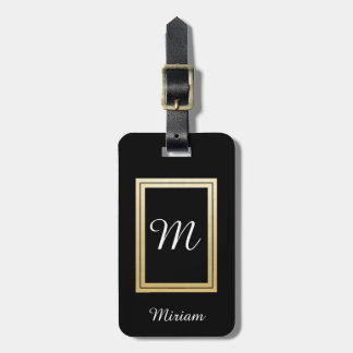 Personalised Monogram Business Gold Black Luggage Tag