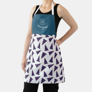 Personalised Monogram Chequered Christmas Tree Apron