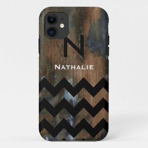personalised monogram chevron on texture iPhone 11 case