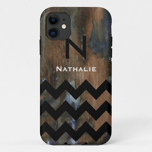 personalised monogram chevron on texture Case-Mate iPhone case (Back)