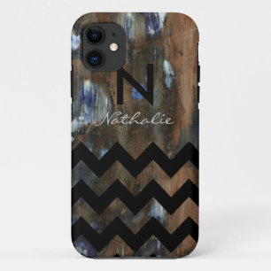 personalised monogram chevron & texture iPhone 11 case