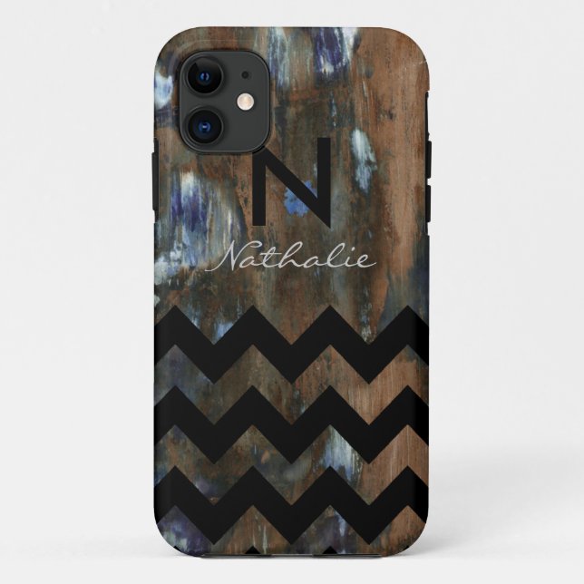 personalised monogram chevron & texture Case-Mate iPhone case (Back)