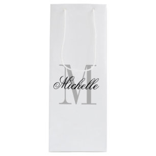 Personalised monogram chic wine bottle gift bags