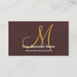 Personalised Monogram Chocolate Brown  Simple Business Card