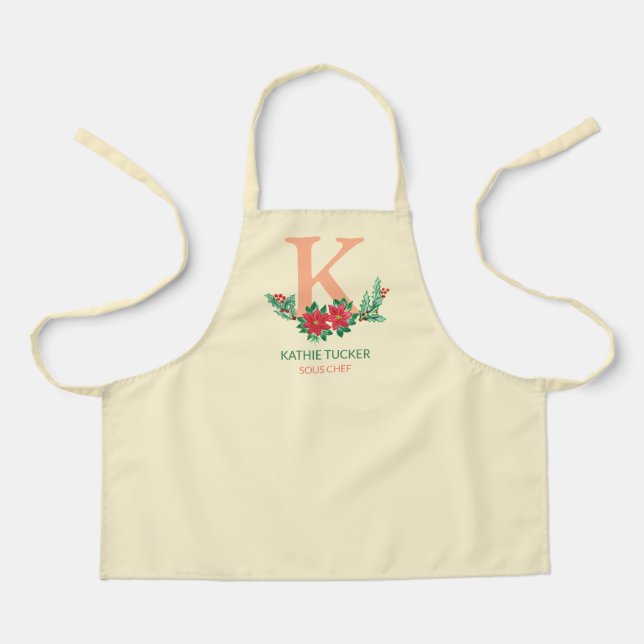 Personalised Monogram Christmas Sous Chef Apron (Front)