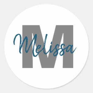 Personalised Monogram Classic Round Sticker
