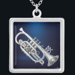 Personalised Monogram Cornet Gift Silver Plated Necklace<br><div class="desc">Text is for you to personalise/customise or delete if desired. Feel free to change the font,  text colour,  size of the text.</div>