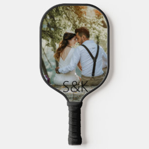 Personalised Monogram Couple Wedding Photo Pickleball Paddle