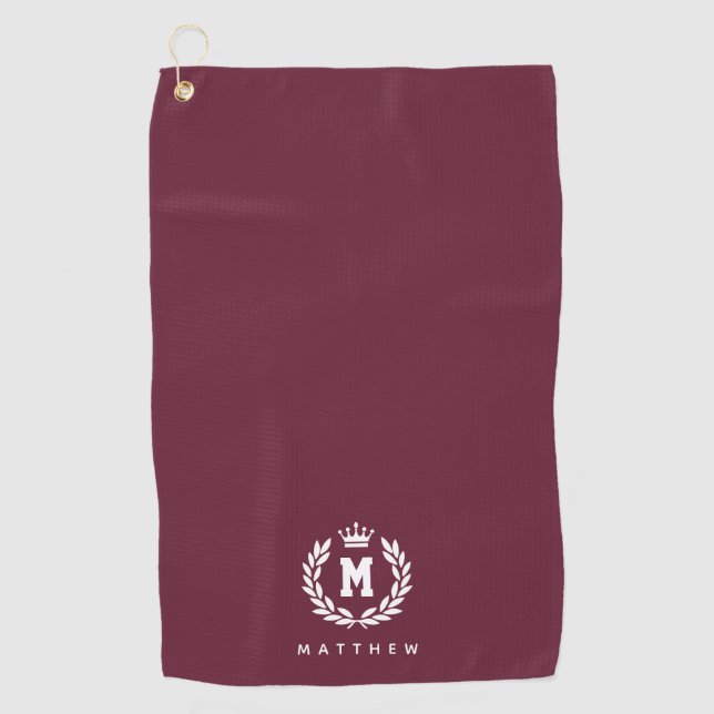 Personalised Monogram Crest with Custom Name, Golf Towel (Front)