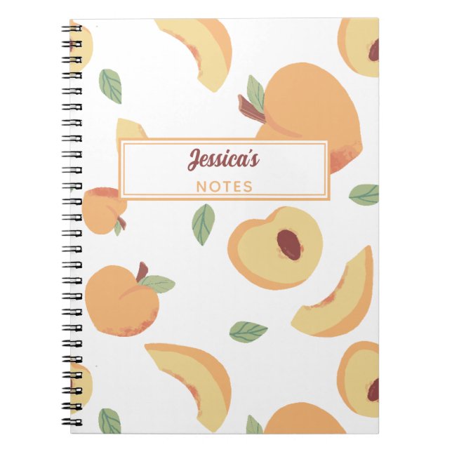 Personalised Monogram Cute Peaches Modern Gift Notebook (Front)