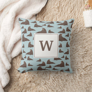 Personalised Monogram Cute Walrus Pattern Cushion