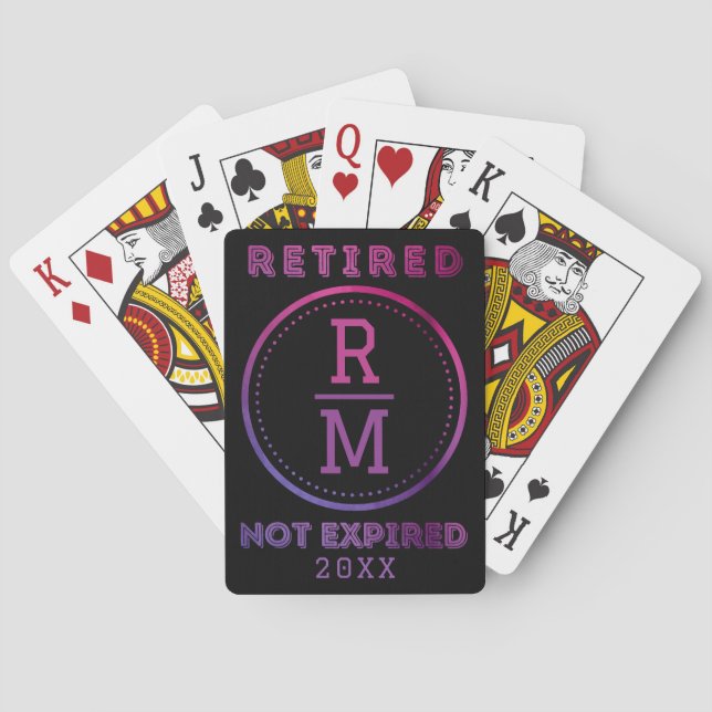Personalised Monogram Date Retirement Favour Guest Playing Cards (Back)